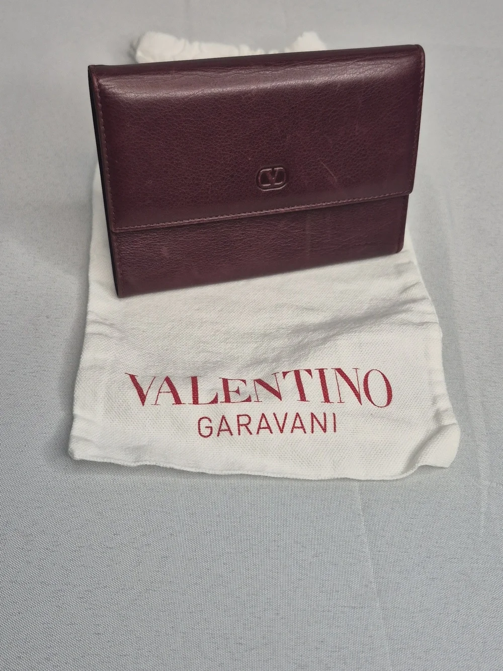 Valentino Garavani Burgundy Folded Leather Wallet NWOT